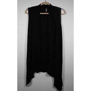Azules Women's Small Black Sleeveless Asymetric Hem Open‎ Front Cardigan
